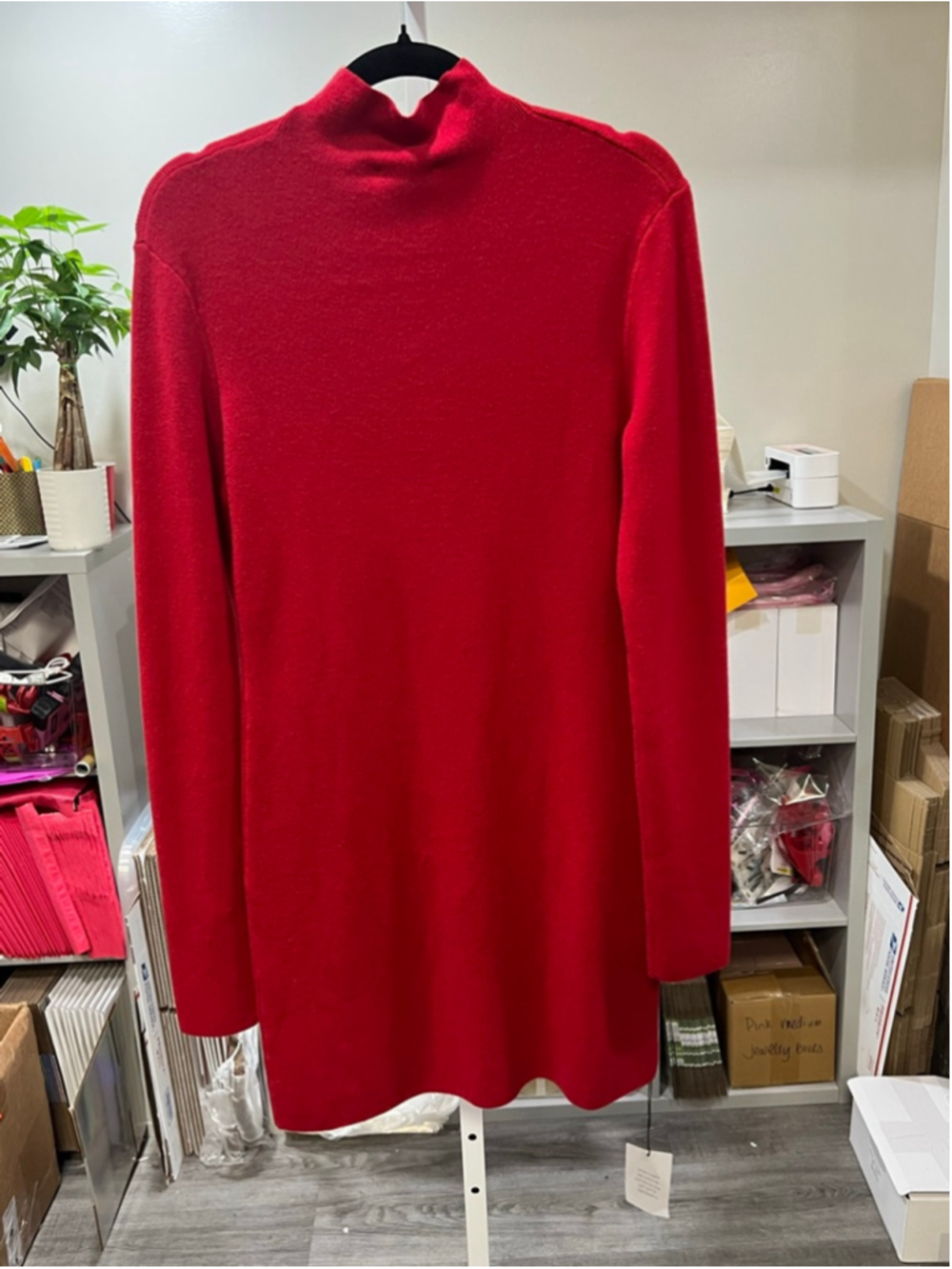 Revolve X LOBA| Red Mock Neck Knit Mini Dress Bodycon Longsleeve Luxe|XL|NWT| - Picture 6 of 7